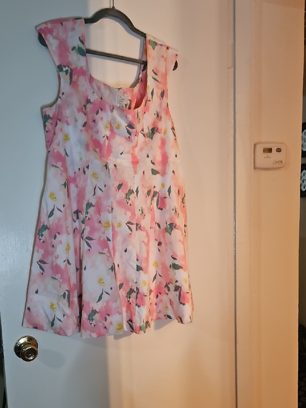 a new day Coral-Pink Floral Summer Dress